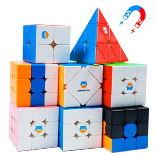 Gan Monster Go Cube EDU 3x3 2x2 Skewb Pyraminx UT ลูกบาศก์ความเร็ว 3 สี พร้อมกล่องของขวัญ
