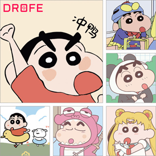 Drofe 【20X20 ซม. พร้อมกรอบ】ภาพวาดสีน้ํามัน ลายการ์ตูนชินจัง สไตล์ญี่ปุ่น diy สําหรับตกแต่งบ้าน ห้องเด็ก