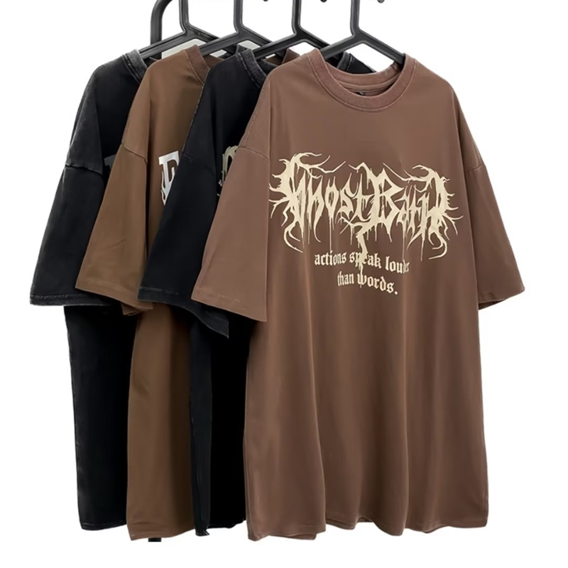 เสื้อยืดแขนสั้นลําลอง-ผ้าฝ้าย-พิมพ์ลาย-ทรงหลวม-เข้ากับทุกการแต่งกาย-แฟชั่นฤดูร้อน-สไตล์อเมริกันเรโทร-สําหรับผู้ชาย