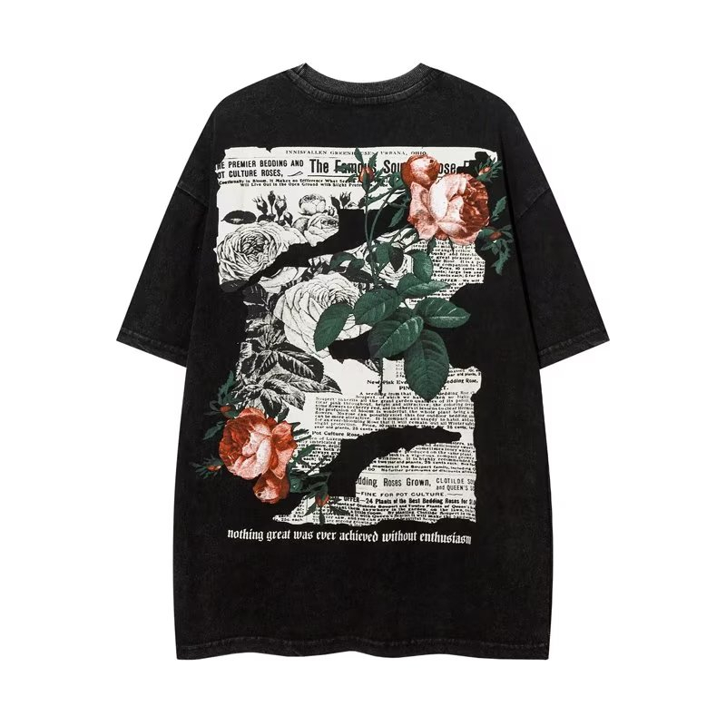 เสื้อยืดแขนสั้นลําลอง-ผ้าฝ้าย-พิมพ์ลาย-ทรงหลวม-เข้ากับทุกการแต่งกาย-แฟชั่นฤดูร้อน-สไตล์อเมริกันเรโทร-สําหรับผู้ชาย