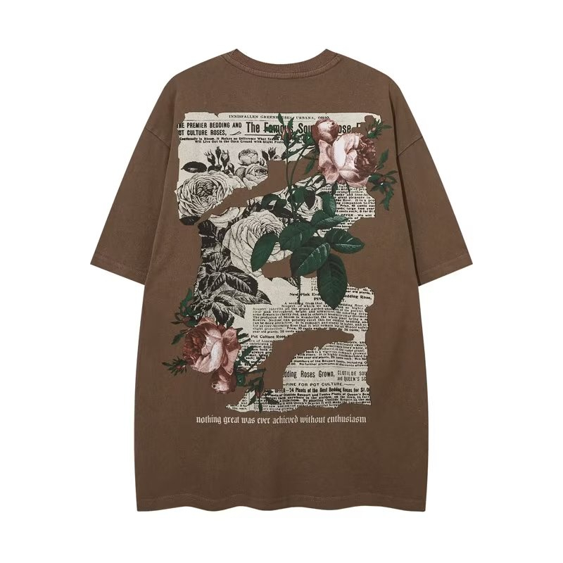 เสื้อยืดแขนสั้นลําลอง-ผ้าฝ้าย-พิมพ์ลาย-ทรงหลวม-เข้ากับทุกการแต่งกาย-แฟชั่นฤดูร้อน-สไตล์อเมริกันเรโทร-สําหรับผู้ชาย