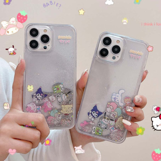 SANRIO เคสโทรศัพท์มือถือแบบแข็ง ใส มีทรายไหล กันกระแทก ลายซานริโอ้คุโรมิน่ารัก สําหรับ iPhone 14PROMAX 12PROMAX 13PROMAX 12 11 11PRO 11PROMAX XS XR XSMAX 7Plus 8PLUS 14 14PRO 14PLUS