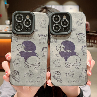 เคสโทรศัพท์มือถือ หนังแกะ ซิลิโคนนิ่ม ลายการ์ตูนชินจังน่ารัก สําหรับ Iphone 14promax 14 13 12 11 X XS