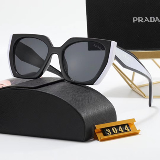 PRADA แว่นตากันแดด ระดับไฮเอนด์ ทรงตาแมว หรูหรา สีดํา สไตล์วินเทจ สําหรับผู้หญิง และผู้ชาย 3044 2023