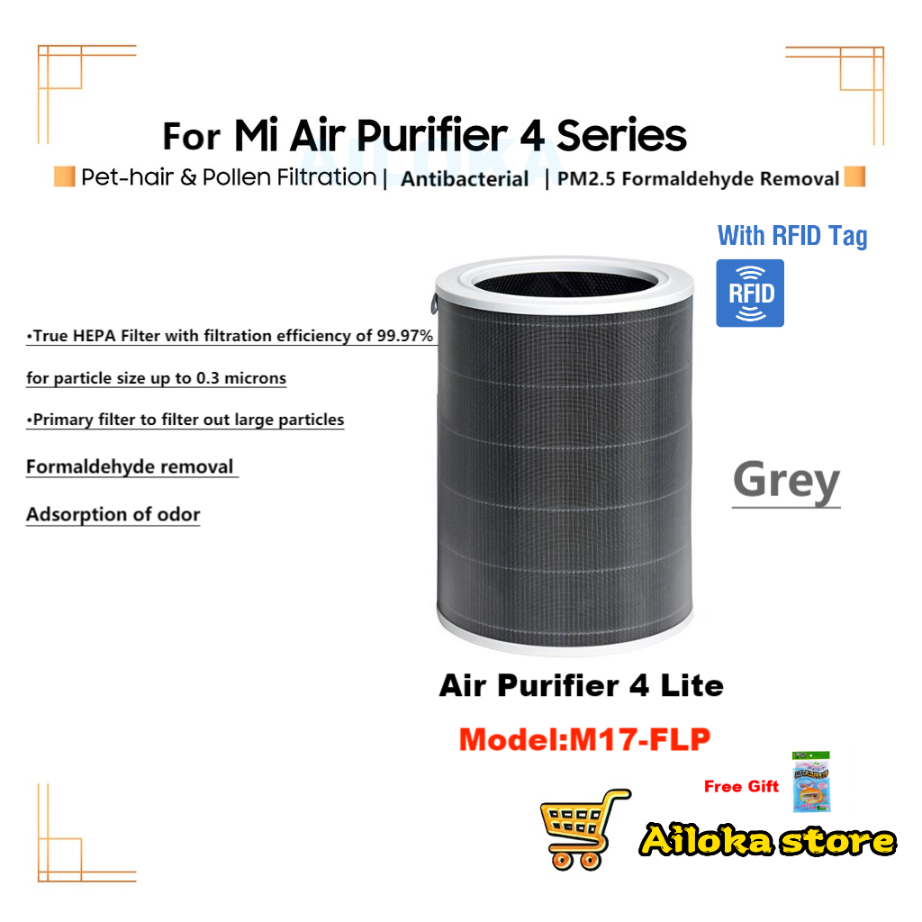 แผ่นกรอง-hepa-แผ่นกรองคาร์บอน-oem-สําหรับเครื่องฟอกอากาศ-for-xiaomi-mi-smart-air-purifier-4-lite-m17-flp