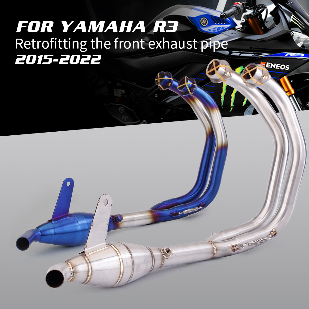 สำหรับ Yamaha YZF R3 R25 MT03 รถจักรยานยนต์ไอเสียเต็มระบบด้านหน้ากลาง ...