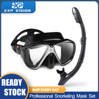 EXP VISION ชุดหน้ากากดําน้ํา หน้ากากดําน้ํา แบบมืออาชีพ แว่นตาดำน้ำ ท่อหายใจ แว่นดำน้ำ กันหมอก กันรั่วซึม กระจกนิรภัย สําหรับดําน้ํา ว่ายน้ํา 8 สี -EX2700T