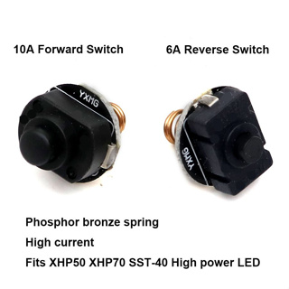 สวิตช์ปุ่มกดไฟฉาย LED 6A 10A กระแสไฟสูง 20 มม. สําหรับ XHP50 XHP70 SST40