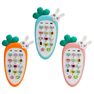 Baby Phone Cute Carrot Baby Cell Phone Toy พร้อมไฟหายใจ เสียงเพลงต่างๆ ของเล่นกัดฟัน
