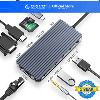 สินค้า ORICO การ์ดรีดเดอร์อะแดปเตอร์ Usb C Hub Type C แปลง Multi Usb 3.0 Hdmi Pd Rj 45 สําหรับ Macbook Pro Accessories (WB-11P)