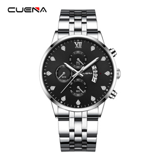 Cuena ของแท้ นาฬิกาข้อมือควอตซ์แฟชั่น กันน้ํา สไตล์นักธุรกิจ สําหรับบุรุษ 6015