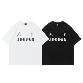 เสื้อยืดแขนสั้นลําลอง คอกลม ผ้าฝ้าย พิมพ์ลาย Jordans ขนาดใหญ่ สําหรับผู้ชาย