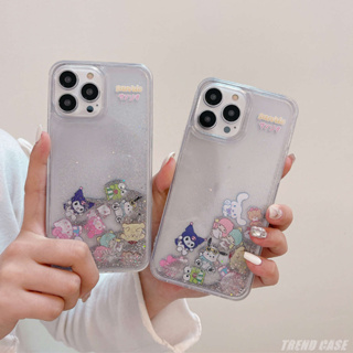 SANRIO เคสโทรศัพท์มือถือ มีทรายไหล ลาย Hello Kitty Kuromi สําหรับ iPhone 14 13 12 11 Pro MAX XR XS MAX X 7 8 Plus
