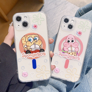 เคสโทรศัพท์มือถือ แบบแม่เหล็ก ลายการ์ตูน Spongebob Patrick Star น่ารัก สําหรับ iPhone15 14 13 12 11