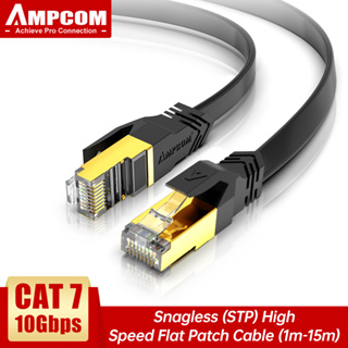 Ampcom สายเคเบิลอีเธอร์เน็ต LAN ความเร็วสูง 10 15 20 30 ม. CAT7 10kikabit พร้อมปลั๊ก RJ45 ชุบทอง สําหรับสวิตช์เกม Motormodate