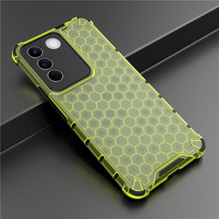 เคส Vivo V27e ฮาร์ดเคสกันกระแทกเคสโทรศัพท์ Honeycomb Clear Shockproof Silicone Back Cover Vivo V27e V 27e Case