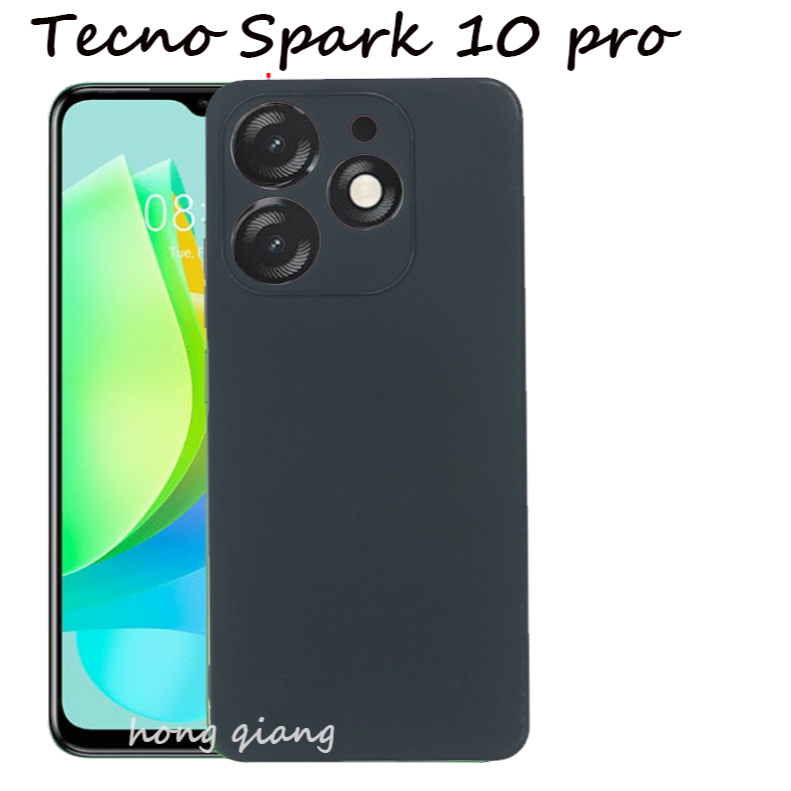 tecno-spark-10-pro-10c-10-4g-8c-8p-เคส-สีดํา-นิ่ม-tpu-ซิลิโคน-ป้องกันเต็มรูปแบบ