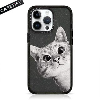 Casetify เคสโทรศัพท์มือถือ ลายแมว แต่งกลิตเตอร์ สําหรับ iPhone 14ProMax 13Pro 13 11 12Promax 13Promax 11 12 13 14