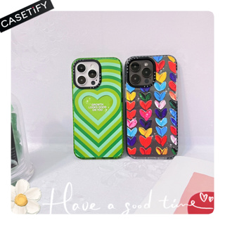 Casetify เคสโทรศัพท์มือถือ ลายหัวใจ ประดับกลิตเตอร์ หลากสี สําหรับ iPhone 14ProMax 13Pro 13 11 12Promax 13Promax 11 12 13 14