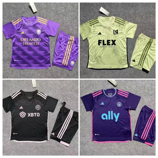 เสื้อกีฬาแขนสั้น ลายทีมชาติฟุตบอล Charlotte F Los Angeles Miami Orlando City ขนาด 23-24 มล. สําหรับเด็ก