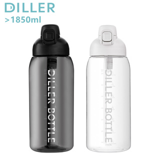 Diller Tritan ขวดน้ําดื่ม ขนาดใหญ่ พร้อมหลอดดูด กันรั่วซึม ปลอด BPA แฟชั่น (1850 มล.) D2319