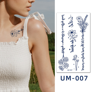 สติกเกอร์รอยสัก ลายตัวอักษร ดอกไม้ สมุนไพร UM-007