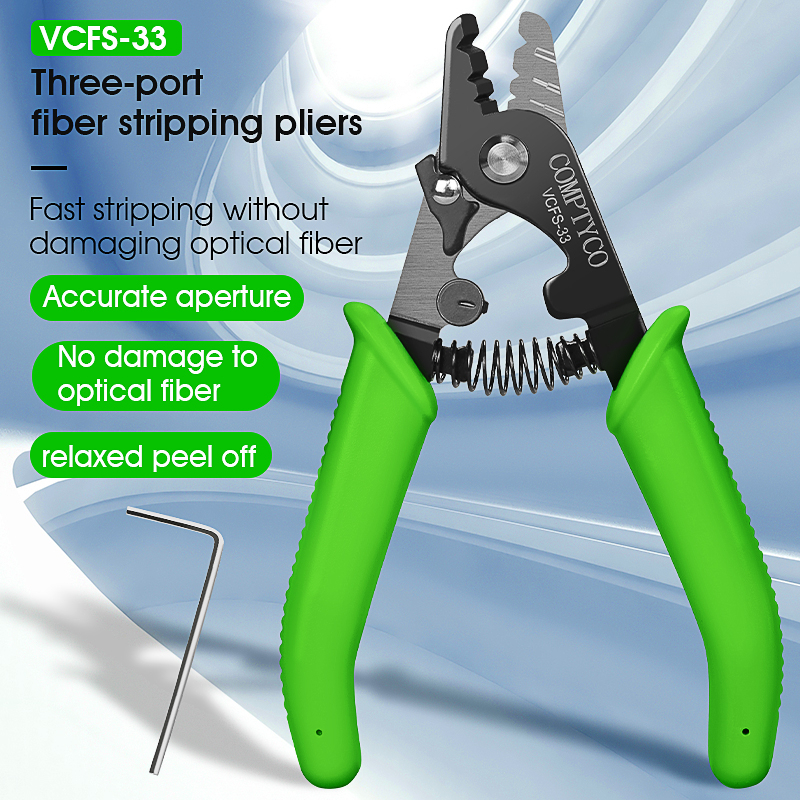 ใหม่สีเขียวอัพเกรด-comptyco-vcfs-33-ไฟเบอร์ออปติก-stripper-สายไฟเบอร์ออปติกคลิปหนีบสามคีมเครื่องมือมือไฟเบอร์ออปติก-stripper-optical-fiber-wire-stripper