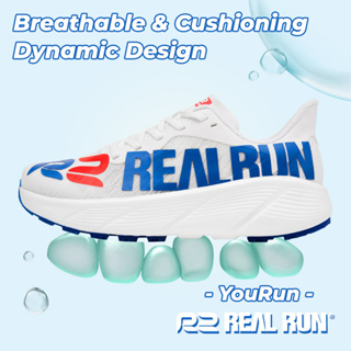 R2realrun YOURUN รองเท้าวิ่งมาราธอน พื้นหนา เบาพิเศษ กันลื่น ระบายอากาศ สีแดง ขาว ฟ้า สําหรับผู้ชาย ผู้หญิง