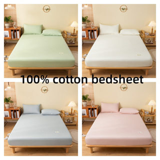 ผ้าปูที่นอน ผ้าฝ้าย 100% ยืดหยุ่นสูง สีขาว 360 องศา 1 ชิ้น° ปลอกหมอนที่นอน แบบนิ่ม ระบายอากาศได้ดี รวมทุกอย่าง สําหรับเตียงควีนไซซ์ คิงไซซ์