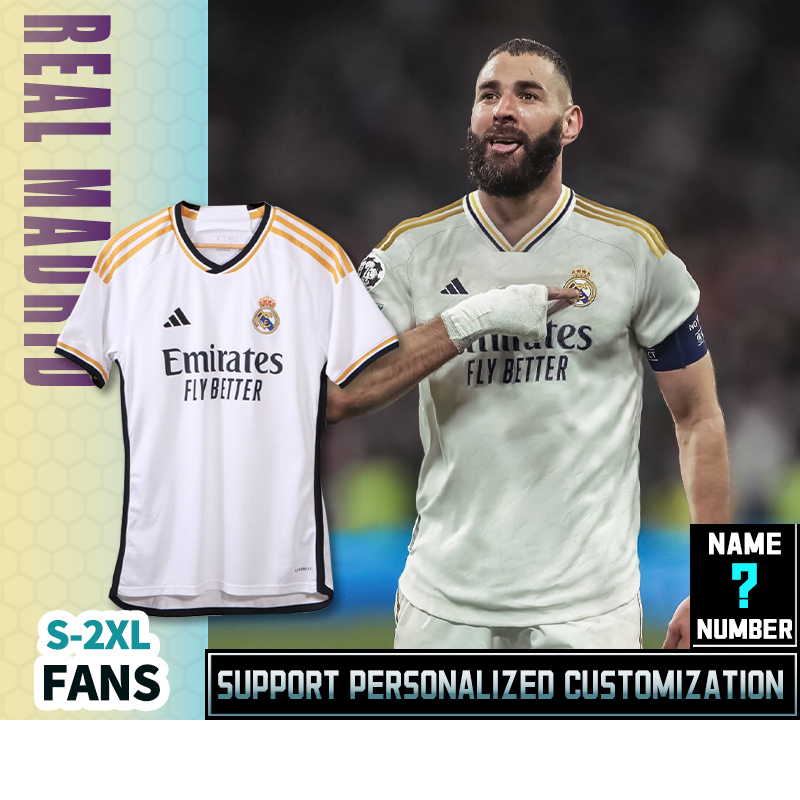 เสื้อยืด-ลายฟุตบอล-real-madrid-23-24-fan-version-ไซซ์-s-2xl