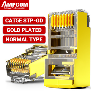 Ampcom ปลั๊กเชื่อมต่ออีเธอร์เน็ต RJ45 CAT5E 8P8C ชุบทอง 50U