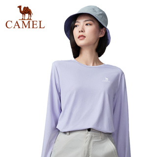 Camel เสื้อยืดแขนยาว แห้งเร็ว ผู้ชายและผู้หญิง ยืดหยุ่นสูง กันแดด น้ําแข็ง