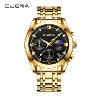 Cuena ของแท้ นาฬิกาข้อมือควอตซ์แฟชั่น สายแสตนเลส กันน้ํา สําหรับบุรุษ 6108S