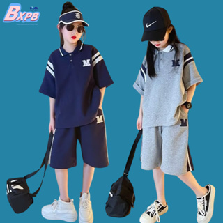 Bxpb ชุดกีฬา เสื้อแขนสั้น และกางเกง คุณภาพสูง สไตล์เกาหลี สําหรับเด็ก 120-170 2 ชิ้น