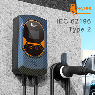 Feyree แท่นชาร์จไฟฟ้า EV 32A EVSE Wallbox Wallmount 7.6 11 22KW Type2 IEC62196 ควบคุมผ่านแอป สําหรับรถยนต์