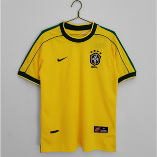 เสื้อกีฬาแขนสั้น ลายทีมชาติฟุตบอล Brazil 1998 ไซซ์ S - 2XL ชุดเหย้า สําหรับผู้ชาย
