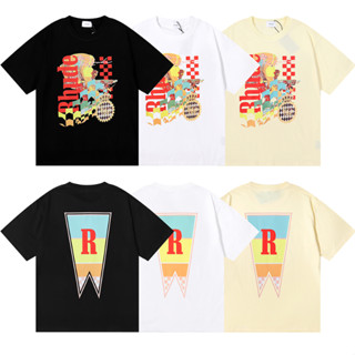 Rhude Beauty Vision เสื้อยืดแขนสั้น ผ้าฝ้าย ทรงหลวม คุณภาพสูง