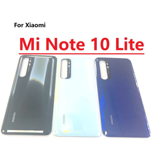 ฝาครอบด้านหลัง แบบกระจก ของแท้ พร้อมโลโก้ และกาว แบบเปลี่ยน สําหรับ Xiaomi Mi Note 10 Lite
