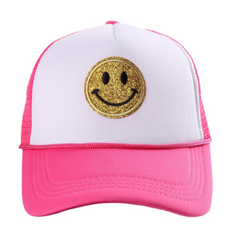 หมวกเบสบอล ฟองน้ํา อเนกประสงค์ ลายหน้ายิ้ม แฟชั่นฤดูใบไม้ผลิ และฤดูร้อน สําหรับผู้ชาย และผู้หญิง
