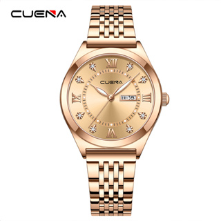 Cuena ของแท้ นาฬิกาข้อมือควอตซ์แฟชั่น สายแสตนเลส กันน้ํา สําหรับสตรี 6044S