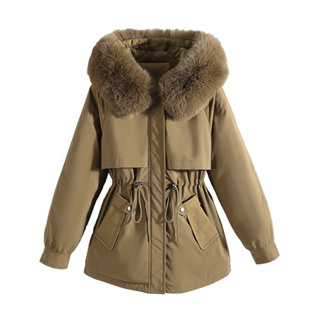 เสื้อโค้ทแจ็กเก็ต ผ้าฟลีซ มีฮู้ด แต่งขนเฟอร์ ให้ความอบอุ่น แฟชั่นฤดูหนาว สําหรับผู้หญิง SW265