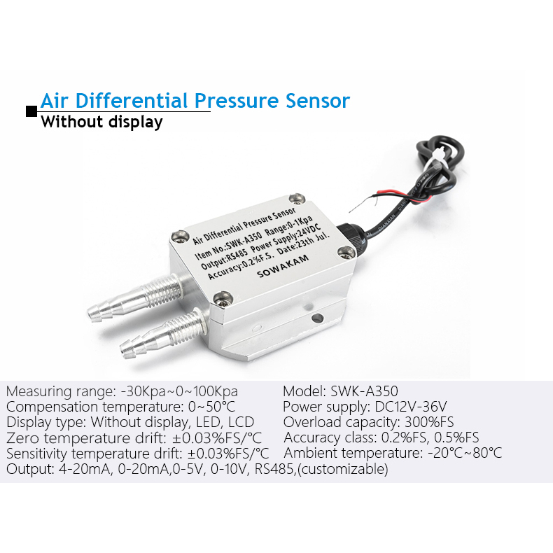 Air Differential Pressure Sensor 1Kpa Wind Differential Pressure ...