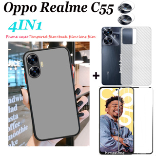 [4IN1] เคสโทรศัพท์มือถือ ฟิล์มกันรอยด้านหลัง ฟิล์มเลนส์กล้อง สําหรับ OPPO Realme C55 C35 C30 C30S C21Y C25Y C15 C12 C25 C25S