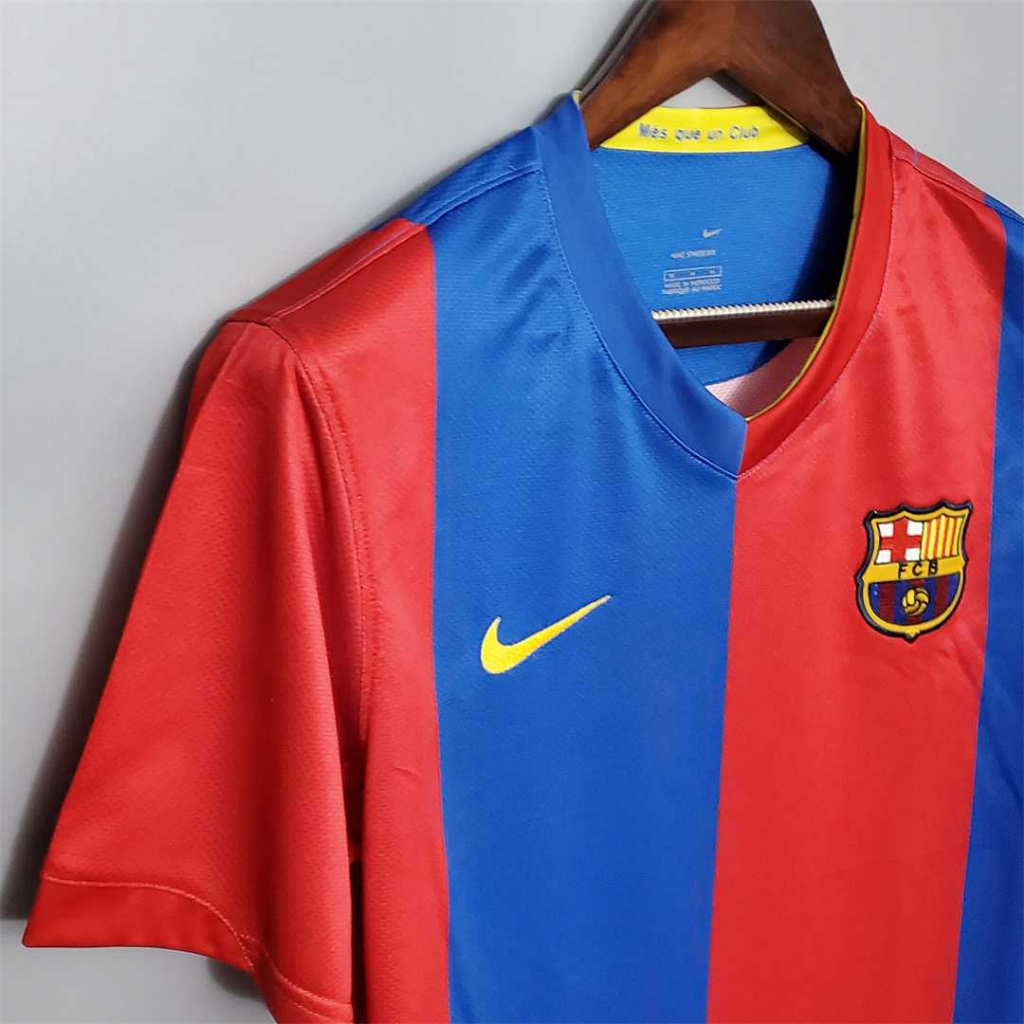 เสื้อกีฬาแขนสั้น-ลายทีมชาติฟุตบอล-barcelona-ronaldinho-messi-06-07-ชุดเหย้า-คุณภาพสูง-สไตล์เรโทร