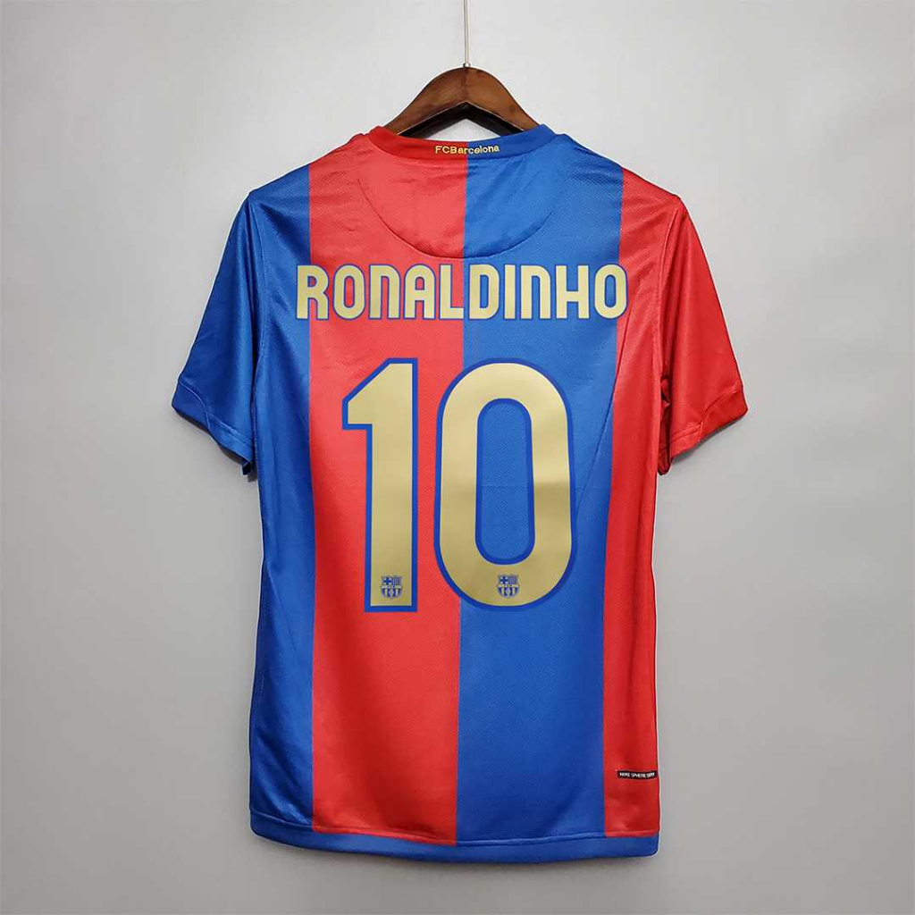 เสื้อกีฬาแขนสั้น-ลายทีมชาติฟุตบอล-barcelona-ronaldinho-messi-06-07-ชุดเหย้า-คุณภาพสูง-สไตล์เรโทร