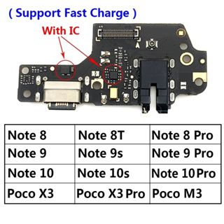 แท้ บอร์ดพอร์ตชาร์จ USB สายเคเบิลอ่อน สําหรับไมโครโฟน Xiaomi Poco X3 M4 Pro M3 Redmi Note 7 8 8T 9S 9 10 10s 11 Pro 4G 5G