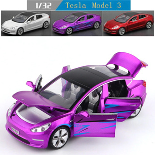 1:32 Tesla MODEL 3 รถหล่อโลหะผสมรุ่นรถเสียงและแสงดึงกลับรถโมเดลรถของเล่น Diecast Vehicles Car Model
