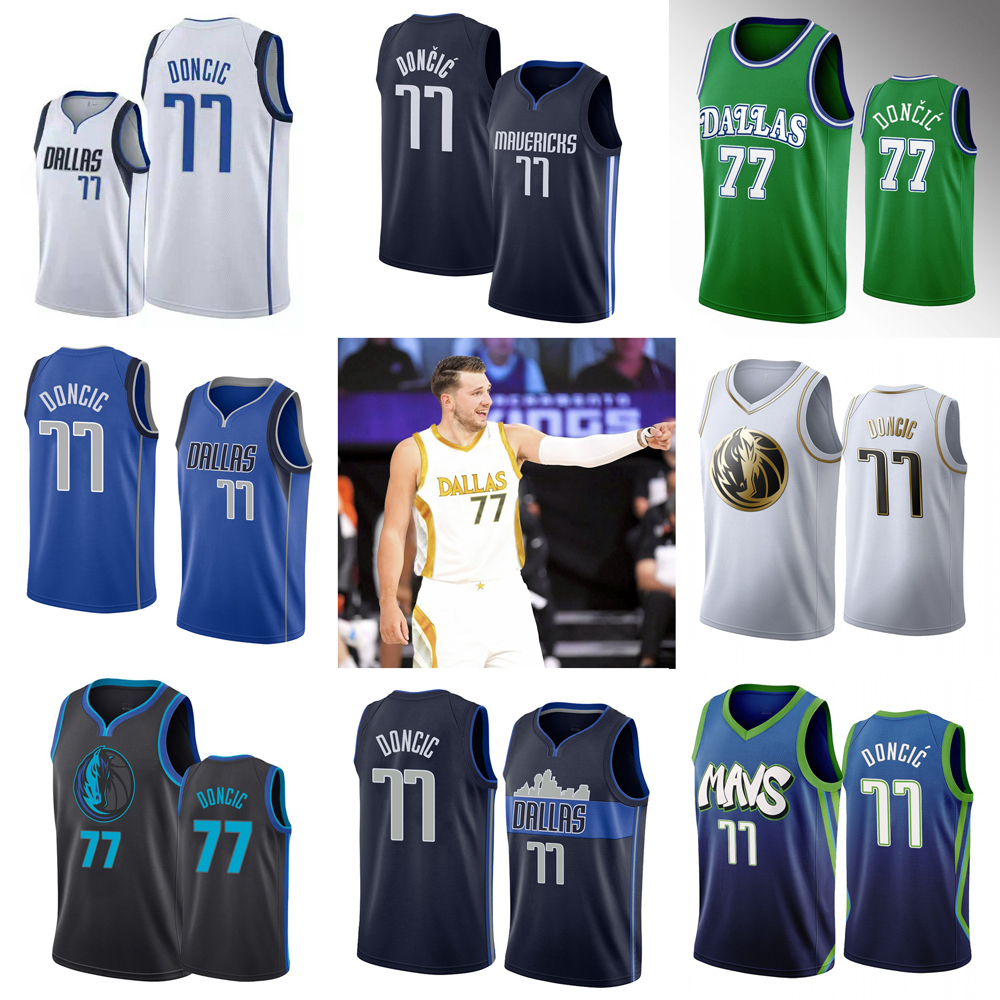 เสื้อกีฬา ปักลาย Dallas Mavericks 77 Doncic Jersey | Shopee Thailand