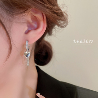 Drejew ต่างหูเพทาย รูปหัวใจ สไตล์เกาหลี อินเทรนด์ ต่างหูออกแบบส่วนบุคคล ต่างหู