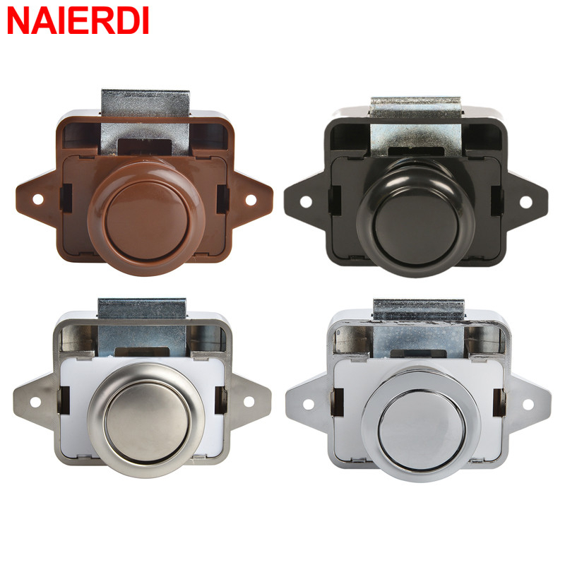 Naierdi ปุ่มล็อกลิ้นชัก ตู้ และเฟอร์นิเจอร์ แบบกด ขนาด 26 มม. สีดํา ...
